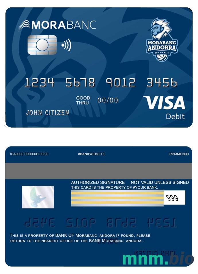 Andora Morabank visa debet karta przykład w formacie PSD